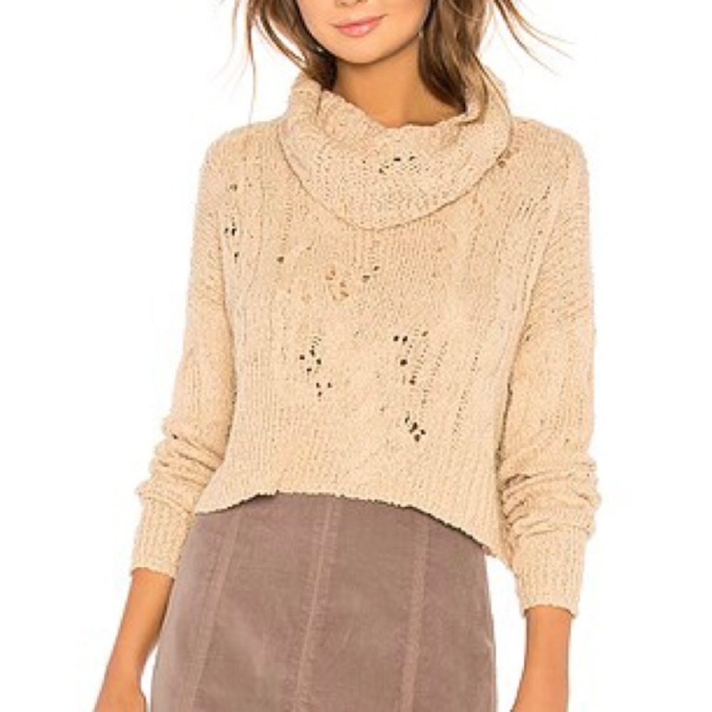 Free People Shades of Dawn Sweater Open Knit Small Slouchy Cowl Neck